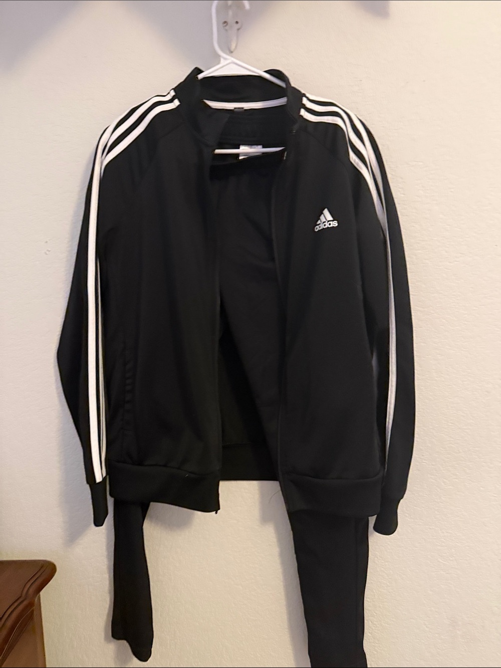 adidas Black Jacket with White Three-Stripes